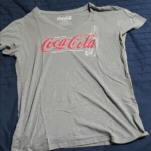 Coca Cola V-neck Gray Tee with Red Logo